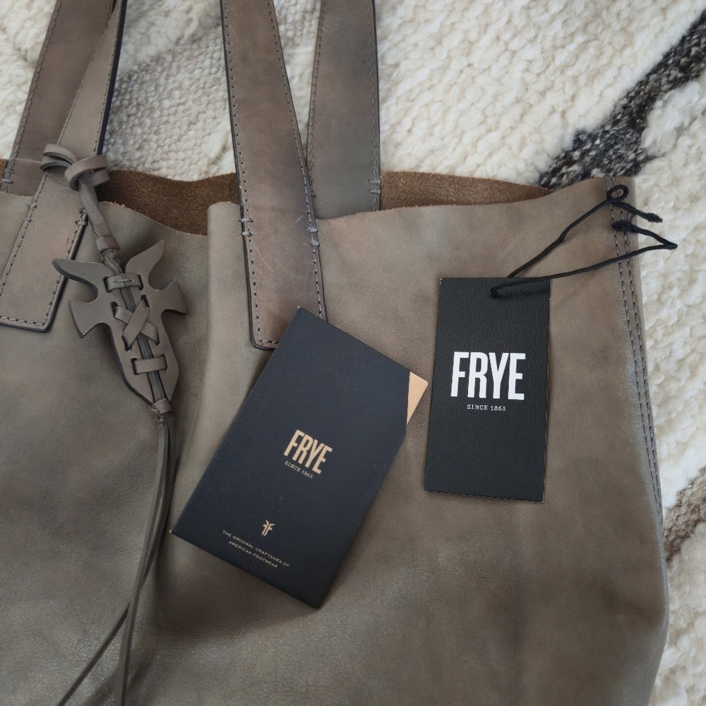 Frye large tote Bag Carsen Grey Dip Dye Leather Lightweight Carry Travel Stylish